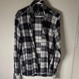 Twisted Black and White Plaid Casual Button Down Shirt